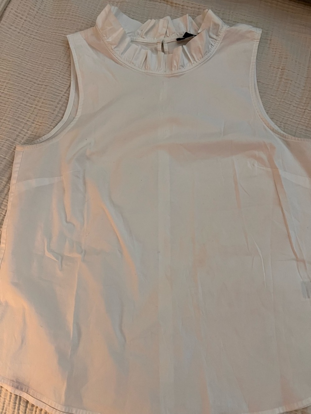 J. Crew Sleeveless Ruffle Neck Tank - White